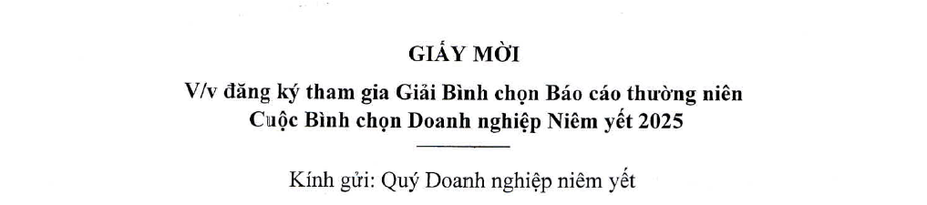 3672Thư mời đăng ký tham gia Giải Bình chọn Báo cáo thường niên 2025